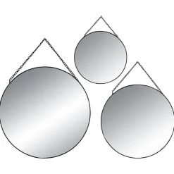 Accessoire Salle De Bain|Miroir|ATMOSPHERA Lot de 3 miroirs en métal (D29 cm) Ovalia Noir