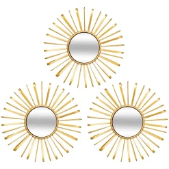 Miroir|Atmosphera, cru017dateur d'intu017drieur Lot de 3 miroirs muraux métal (D 24 cm) Warren Or