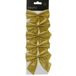 Décoration De Sapin|KAEMINGK Lot de 5 nœuds de Noël (H9 cm) Scintillant Or