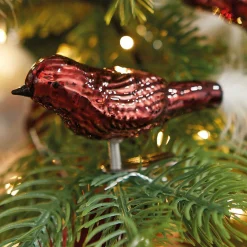 Décoration De Sapin|KAEMINGK Lot de 3 oiseaux en verre (H8 cm) Christmas Bird Rouge