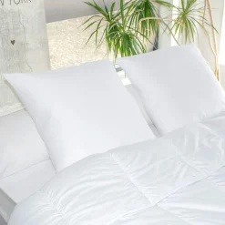 Couette, Oreiller, Traversin|EMINZA Lot de 2 oreillers carrés moelleux (60 x 60 cm) Respirants Blanc