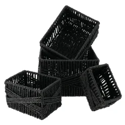 Panier Et Organisateur|Panier Déco|TENDANCE Lot de 4 paniers de rangement (21 x H14 cm) Paper Noir