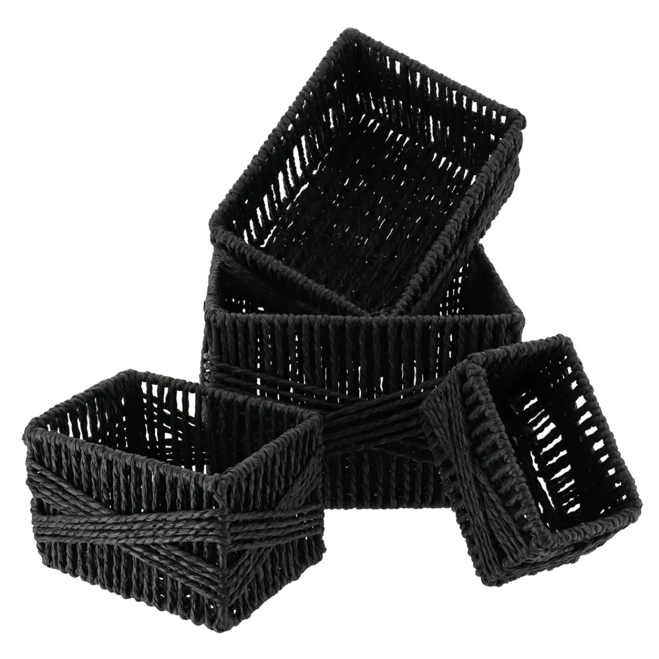 Panier Et Organisateur|Panier Déco|TENDANCE Lot de 4 paniers de rangement (21 x H14 cm) Paper Noir