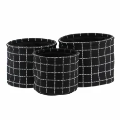 Panier Et Organisateur|Accessoire Salle De Bain|TENDANCE Lot de 3 paniers de rangement (H17 cm) Carreaux Noir