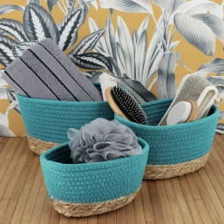 Panier Et Organisateur|Accessoire Salle De Bain|TENDANCE Lot de 3 paniers de rangement (H13 cm) Timeless caraïbes Vert