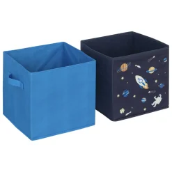 Rangement Enfant|ATMOSPHERA Lot de 2 paniers de rangement enfant (29 x 29 cm) Espace Bleu