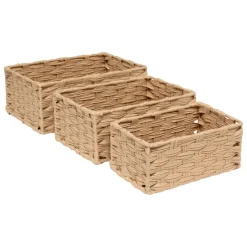 Panier Et Organisateur|Accessoire Salle De Bain|5 Five Simply Smart Lot de 3 paniers de rangement tressés hauts (30 x 21 cm) Garlic Beige