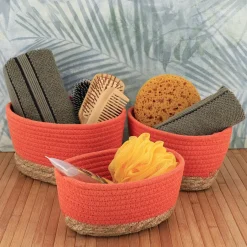 Accessoire Salle De Bain|Panier Déco|TENDANCE Lot de 3 paniers de rangement (H13 cm) Timeless Orange