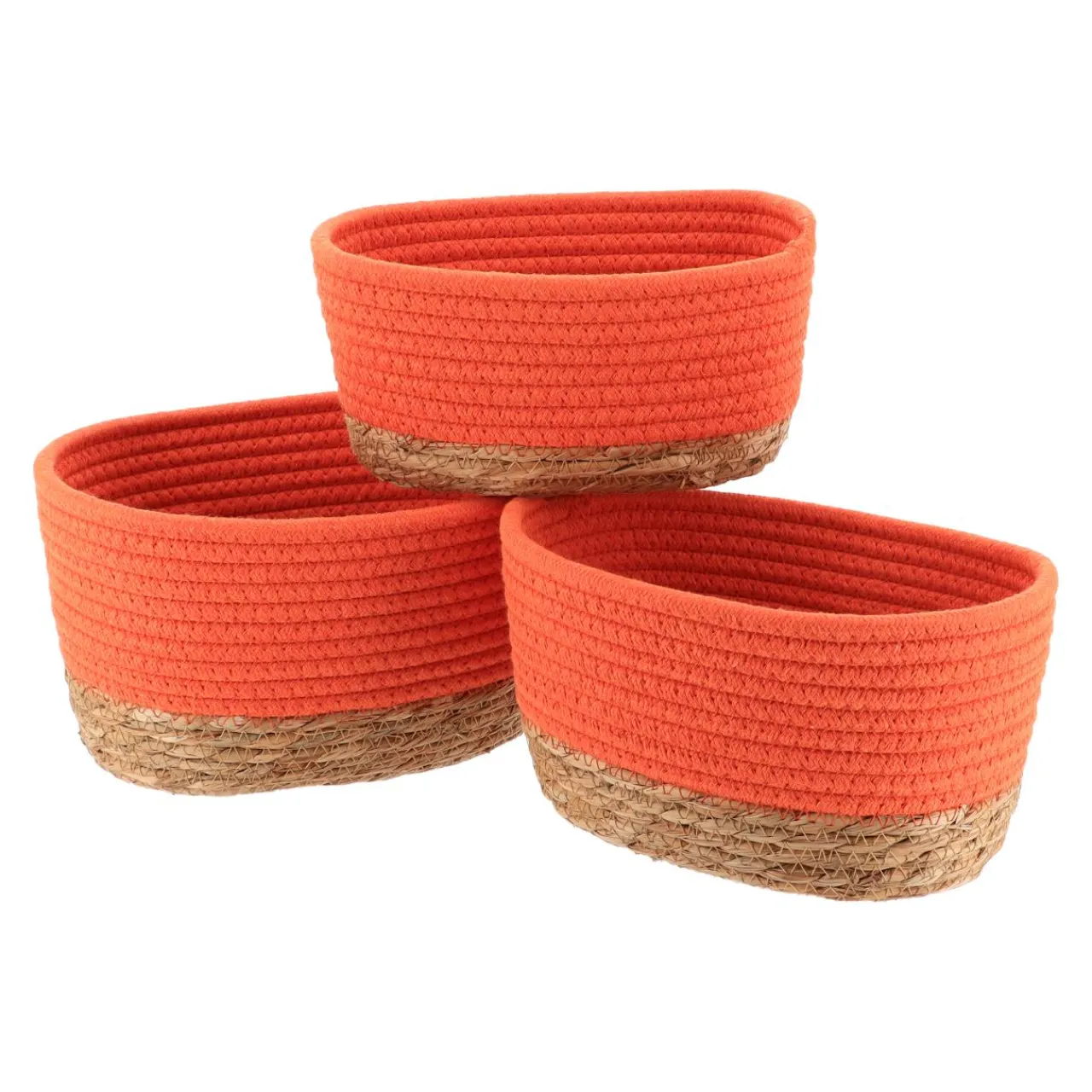 Accessoire Salle De Bain|Panier Déco|TENDANCE Lot de 3 paniers de rangement (H13 cm) Timeless Orange