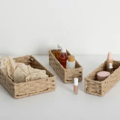 Panier Et Organisateur|Panier Déco|5 Five Simply Smart Lot de 3 paniers de rangement tressés bas (27 x 20 cm) Garlic Beige