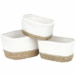Panier Et Organisateur|Accessoire Salle De Bain|TENDANCE Lot de 3 paniers de rangement (H13 cm) Timeless Blanc