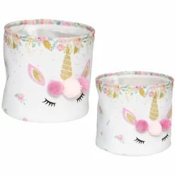 Rangement Enfant|Atmosphera createur d'interieur for kids Lot de 2 paniers de rangement enfant Licorne Rose