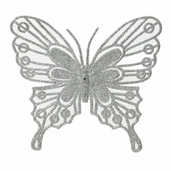 Décoration De Sapin|KAEMINGK Lot de 2 papillons (H11 cm) Fanny Argent