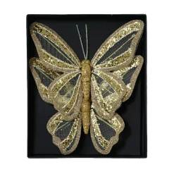 Décoration De Sapin|KAEMINGK Lot de 2 Papillons sur pince (H14 cm) Rêverie Or