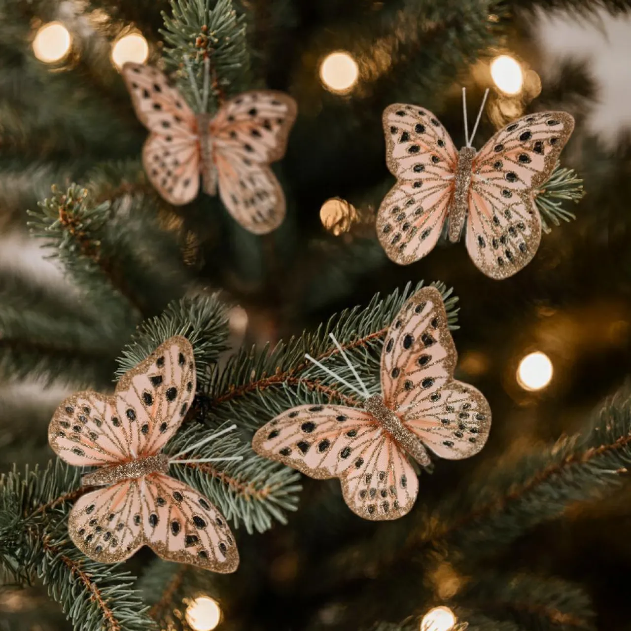 Décoration De Sapin|KAEMINGK Lot de 4 Papillons sur pince (H6 cm) Papillon des neiges Rose poudré