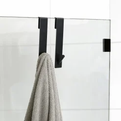 Rangement Salle De Bain|TENDANCE Lot de 2 patères à suspendre spécial paroi de douche (H18 cm) Noir