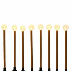 Luminaire Jardin|Eclairage Extérieur|#N/A Lot de 8 pics lumineux à piles Sphères LED (H20 cm) Blanc chaud Marron
