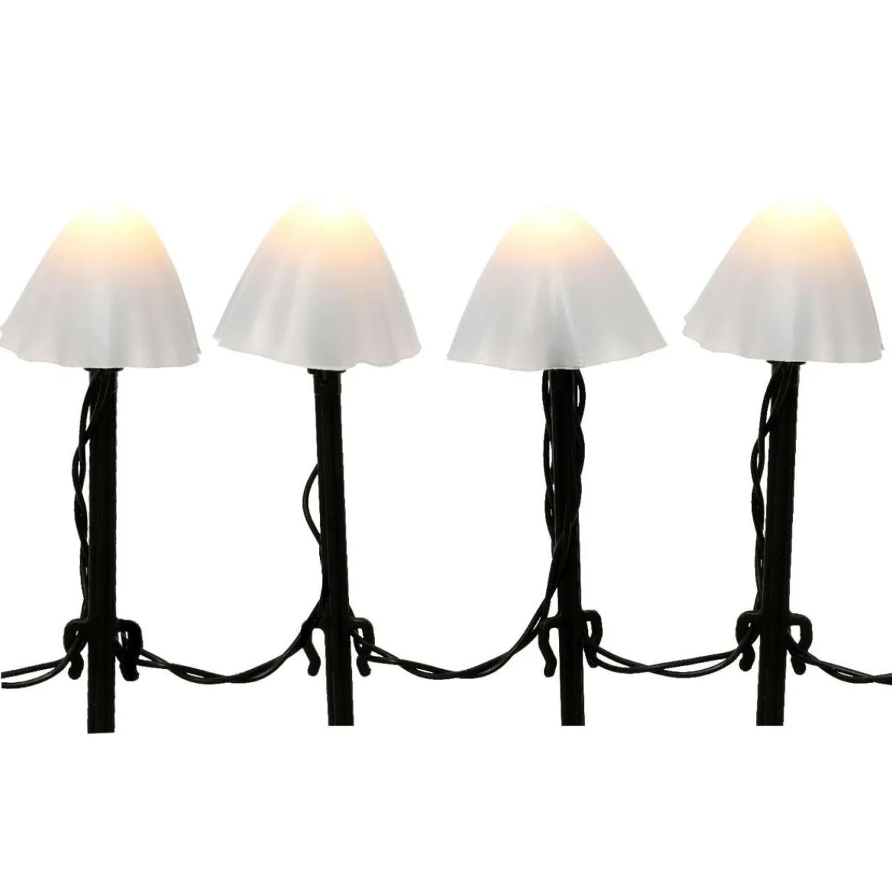Luminaire Jardin|Eclairage Extérieur|#N/A Lot de 4 pics lumineux à piles 20 LED Champignons (H20 cm) chaud Blanc