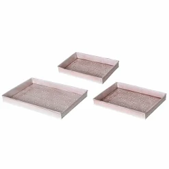Déco Extérieur Et Cache-Pot|Déco Extérieur Et Cache-Pot|#N/A Lot de 3 plateaux décoratifs (34 x 24 cm) Fleurs d'Ésmée pâle Rose