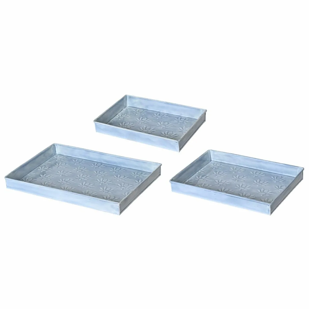 Déco Extérieur Et Cache-Pot|Déco Extérieur Et Cache-Pot|#N/A Lot de 3 plateaux décoratifs (34 x 24 cm) Fleurs d'Ésmée Bleu