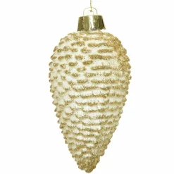 Décoration De Sapin|KAEMINGK Lot de 6 pommes de pin à suspendre (H8 cm) Alpine Blanc laine