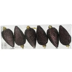 Décoration De Sapin|KAEMINGK Lot de 6 pommes de pin à suspendre (H8 cm) Alpine Noir truffé