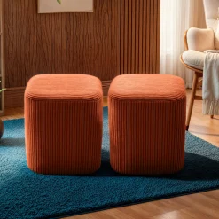 Pouf, Tabouret|EMINZA Lot de 2 poufs en velours (H38 cm) Shan Terracotta