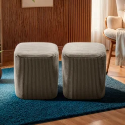 Pouf, Tabouret|EMINZA Lot de 2 poufs en velours (H38 cm) Shan Taupe