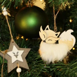 Décoration De Sapin|Feeric Lights & Christmas Lot de 2 Renards de Noël à suspendre (H10 cm) Chipeur Naturel