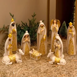 Personnages De Crèche|JJA Lot de 10 santons (Hauteur 20 cm) D'Adonis Or