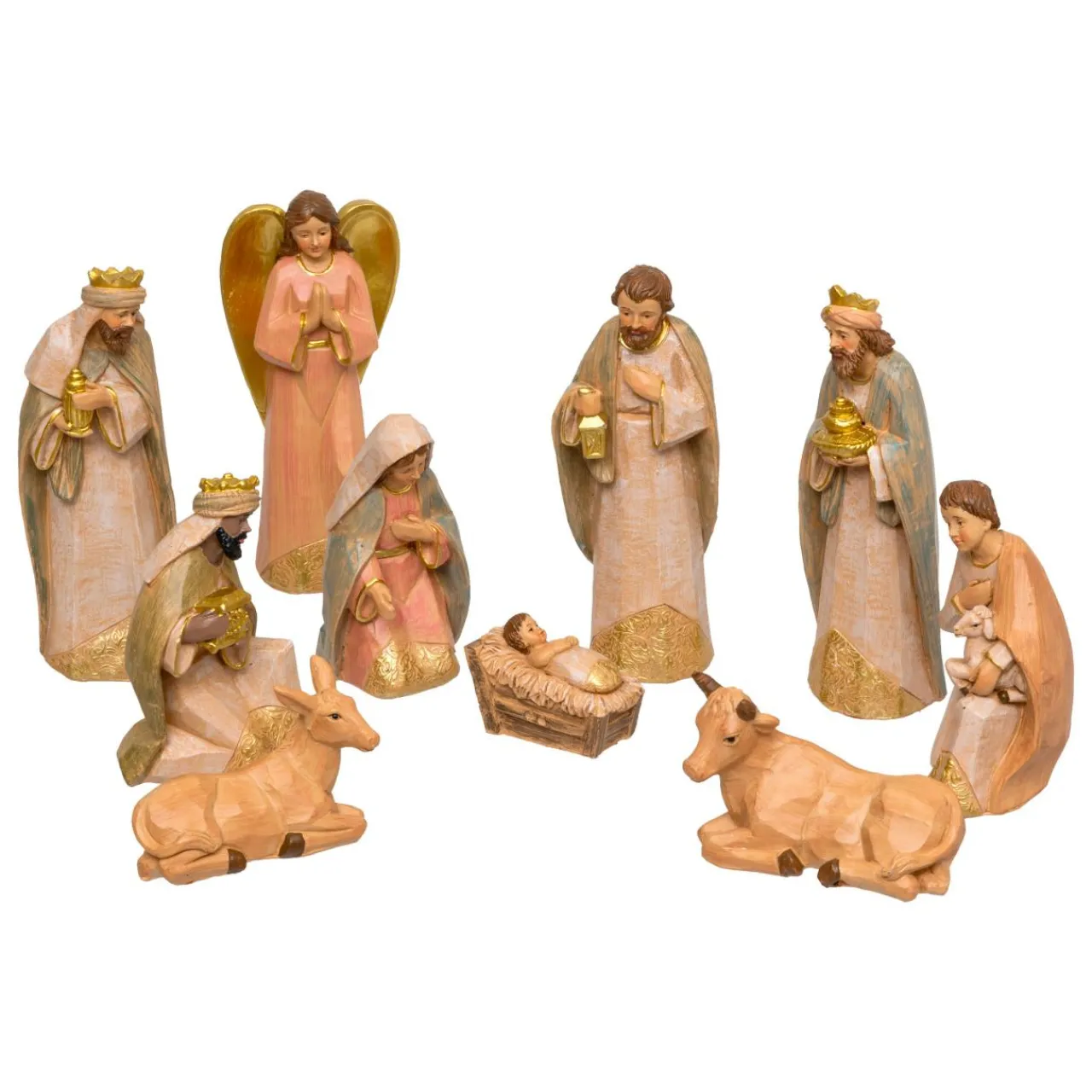 Personnages De Crèche|JJA Lot de 10 santons (Hauteur 15 cm) De Tilana Or