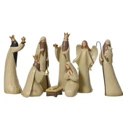Personnages De Crèche|KAEMINGK Lot de 8 santons (Hauteur 20 cm) de Juliette Beige