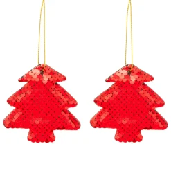 Décoration De Sapin|JJA Lot de 2 sapins à suspendre (H9 cm) Sequins Rouge