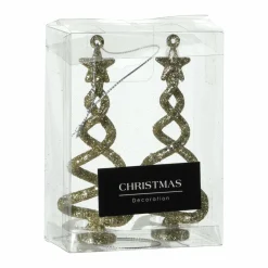 Décoration De Sapin|KOOPMAN Lot de 2 sapins de Noël à suspendre (H11 cm) Spirale Or