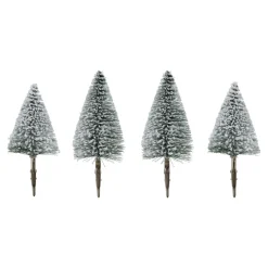 Décoration De Sapin|FEERIC LIGHTS Lot de 4 sapins sur pince (H16-H13 cm) Forêt enchantée enneigé Vert