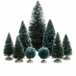 Personnage Et Accessoire Pour Village|KAEMINGK Lot de 9 sapins Vert enneigé pour aménager un village Sapin enneigé