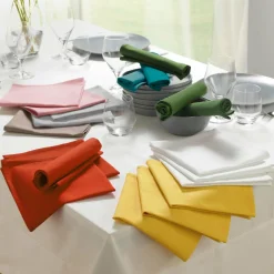 Serviette De Table|DOUCEUR D'INTERIEUR Lot de 3 serviettes coton (40 x 40 cm) Initia Jaune