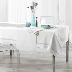 Serviette De Table|DOUCEUR D'INTERIEUR Lot de 3 serviettes coton (40 x 40 cm) Elegancia Argent