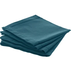 Serviette De Table|ATMOSPHERA Lot de 4 serviettes coton (40 x 40 cm) Chambray Bleu canard