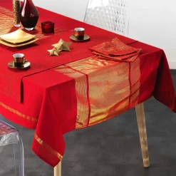 Serviette De Table|DOUCEUR D'INTERIEUR Lot de 3 serviettes coton (40 x 40 cm) Elegancia Rouge