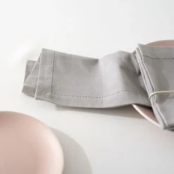 Serviette De Table|ATMOSPHERA Lot de 4 serviettes coton (40 x 40 cm) Chambray Gris clair