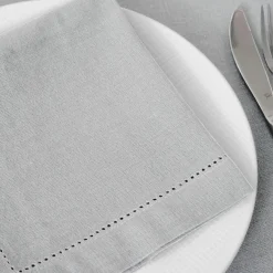 Serviette De Table|ATMOSPHERA Lot de 4 serviettes coton (40 x 40 cm) Chambray Gris clair