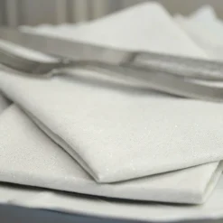 Serviette De Table|L'EFFET PAPILLON Lot de 3 serviettes coton (40 x 40 cm) Etincelle Ecru