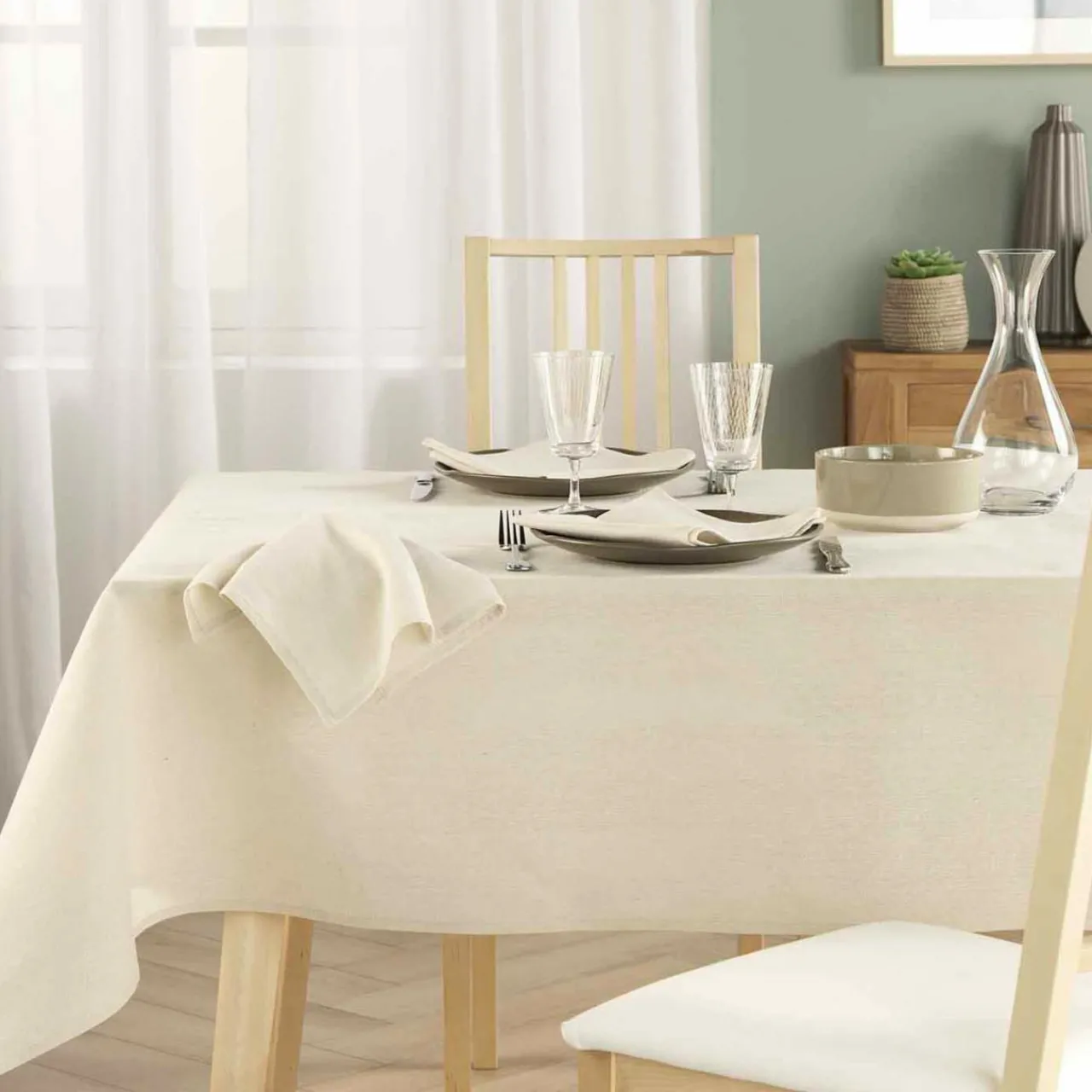 Serviette De Table|douceur d'intu017drieur Lot de 3 serviettes en coton (40 x 40 cm) Serafine Ecru