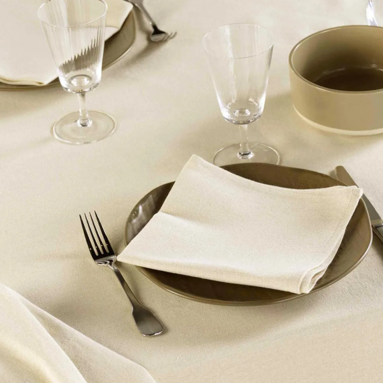 Serviette De Table|douceur d'intu017drieur Lot de 3 serviettes en coton (40 x 40 cm) Serafine Ecru