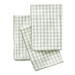 Serviette De Table|EMINZA Lot de 3 serviettes gaze de coton (40 x 40 cm) Gaïa vichy Vert Eucalyptus