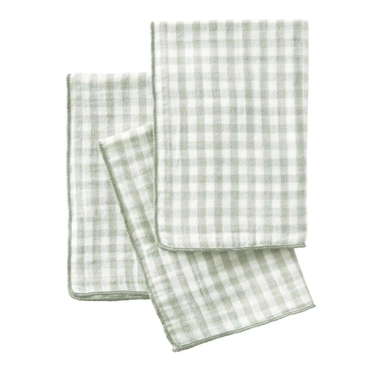 Serviette De Table|EMINZA Lot de 3 serviettes gaze de coton (40 x 40 cm) Gaïa vichy Vert Eucalyptus