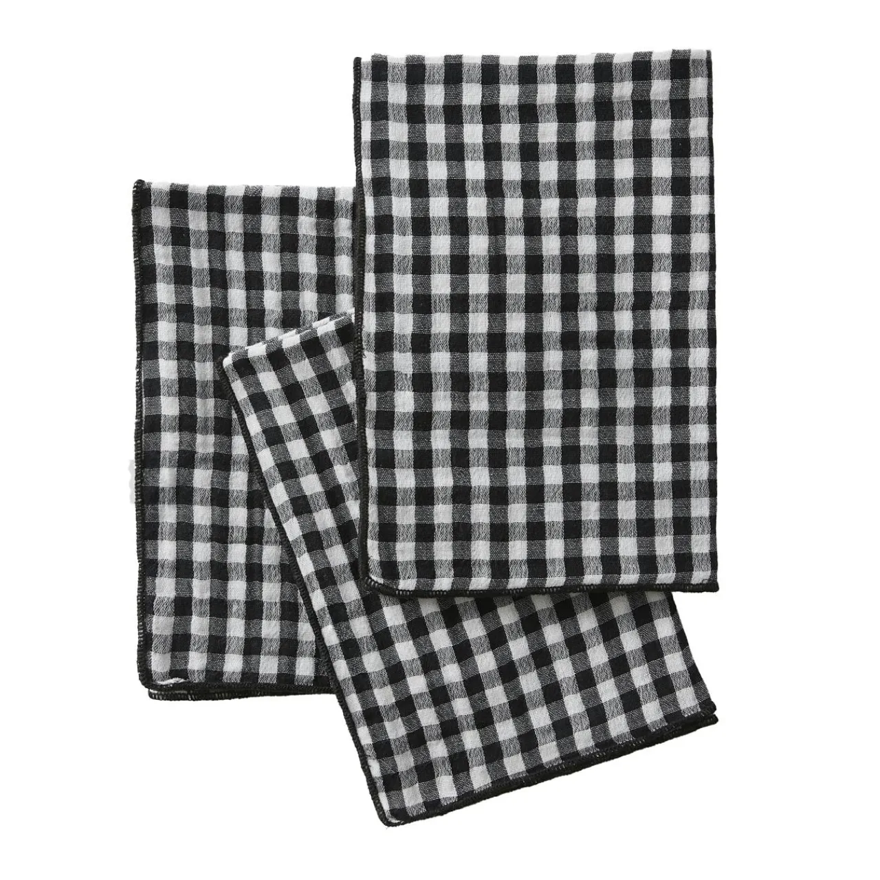 Serviette De Table|EMINZA Lot de 3 serviettes gaze de coton (40 x 40 cm) Gaïa vichy e Noir