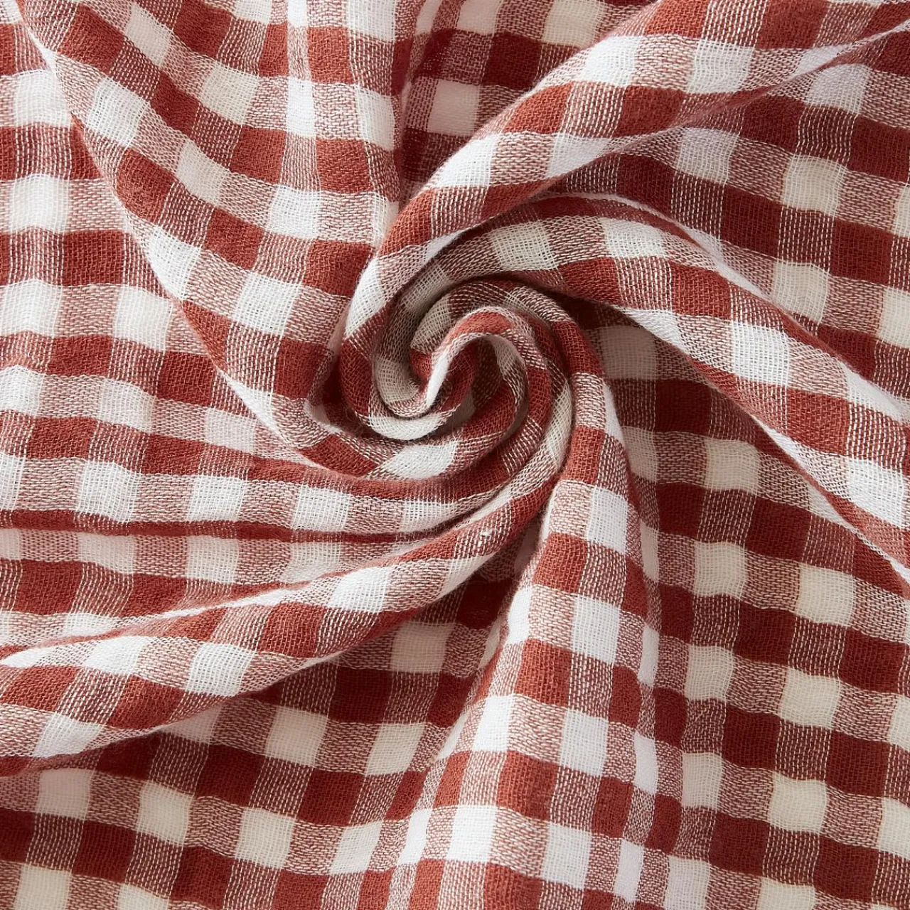 Serviette De Table|EMINZA Lot de 3 serviettes gaze de coton (40 x 40 cm) Gaïa vichy Terracotta