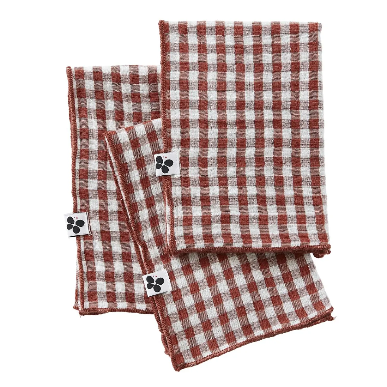 Serviette De Table|EMINZA Lot de 3 serviettes gaze de coton (40 x 40 cm) Gaïa vichy Terracotta